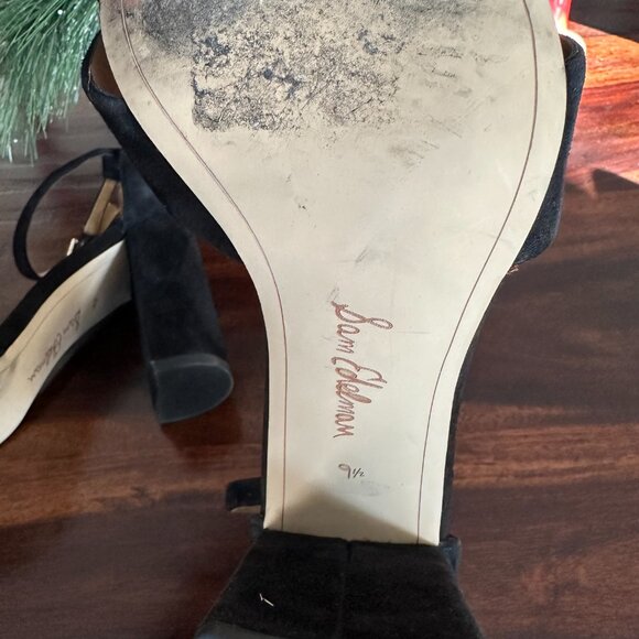 Sam Edelman Black Suede Chunky Heel Sandals – Size 9.5 – 4" Block Heel - Picture 6 of 7